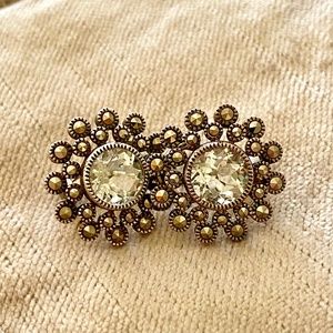 Sterling Silver Green Amethyst Sun Earrings